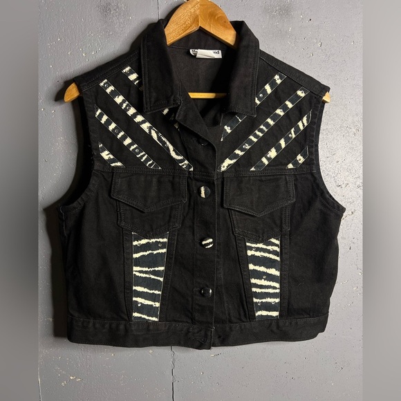 David David Vintage Jean Vest. Zebra Pattern details in size Large - Picture 1 of 10